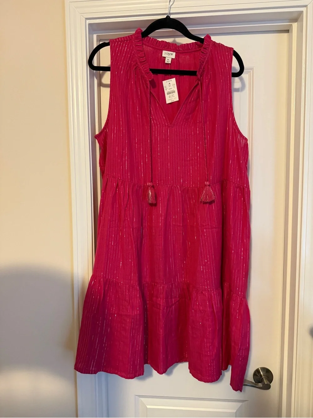 J Crew Pink Sleeveless Tunic Dress with Metallic Stripes